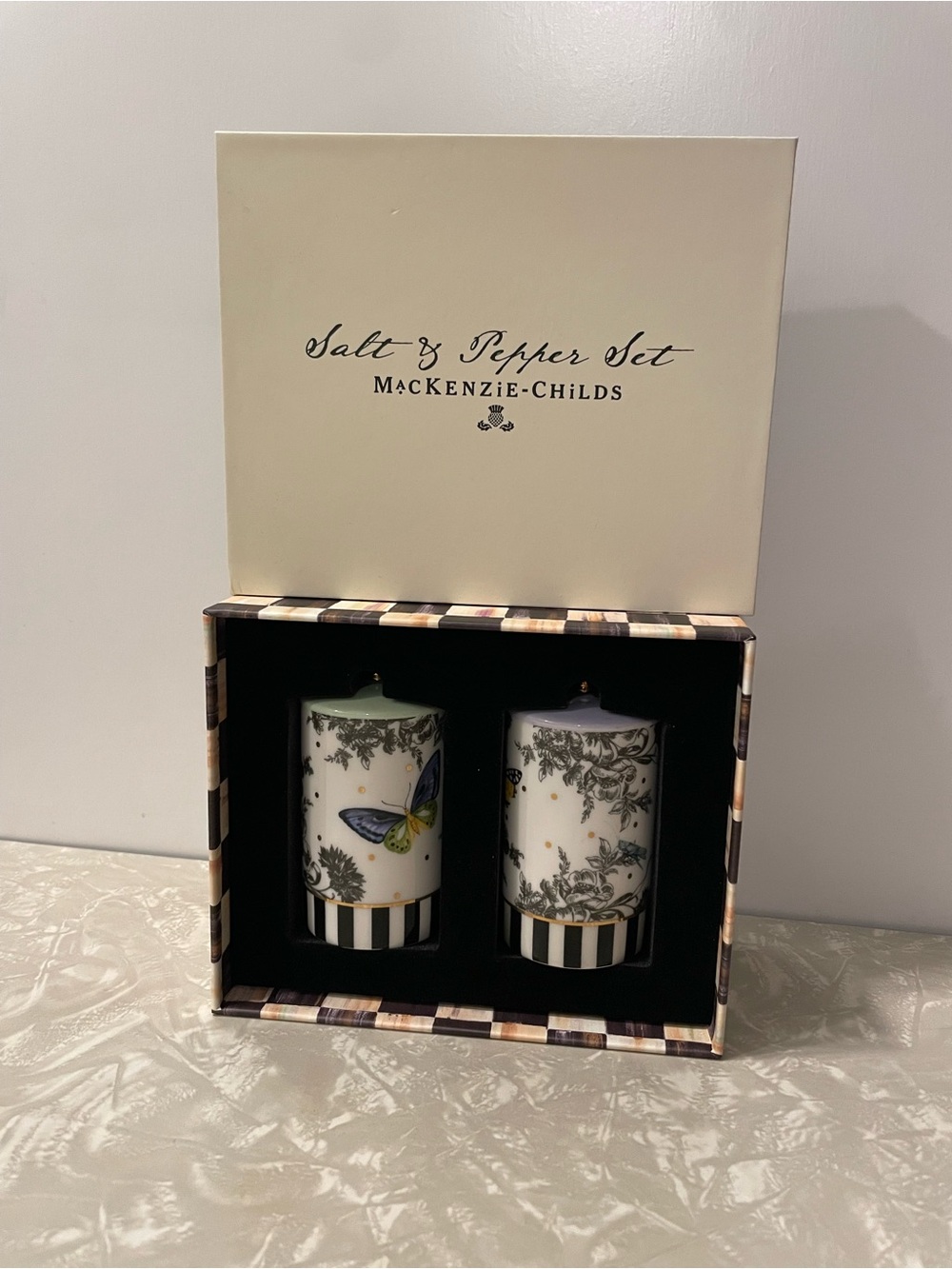 MacKenzie-Childs Butterfly Toile Salt & Pepper Set